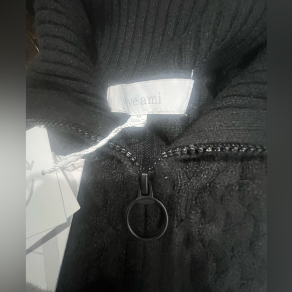NWT VERVE AMI Zip Front Black Ribbed Cardigan - Picture 7 of 9